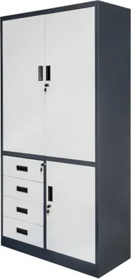 Zdjęcie produktu dla Szafa biurowa metalowa na akta i dokumenty Mega-M WENUS W-12 z szufladami grafitowa/szary front 90x40x185 cm skręcana