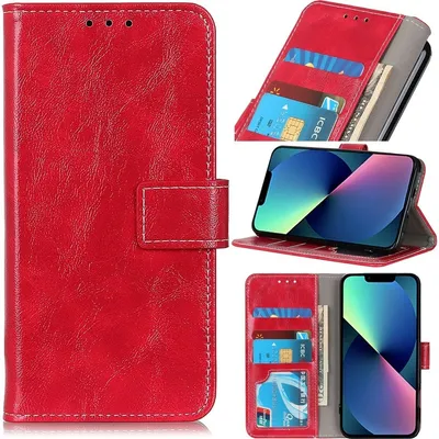 Produktbild von Mobigear Basic iPhone 14 Hülle Klapphülle Geldbörse - Rot