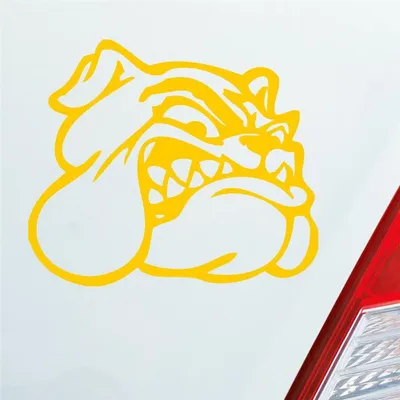 Produktbild von Auto Aufkleber Bulldogge Hund Tier Animal Dogge 12x10 cm Gelb Sticker Heckscheibenaufkleber