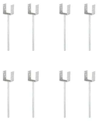 Produktbild von Alberts 8 x U-Pfostenträger, Riffelstahl-Betonanker, 91x91 mm, Betonanker 400 mm, feuerverzinkt, zum Einbetonieren