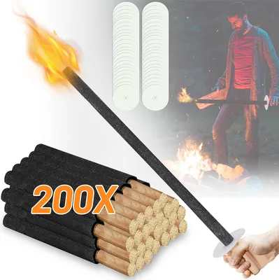 Produktbild von Jiubiaz Fackeln aus natürlichem Wachs - 200 Stück - Brennzeit ca. 90-100 min - Wachsfackel mit Handteller, für weihnachten ackelumzug, Fackelfeuer, Gartenfest, Lagerfeuer, Sommersonnenwende