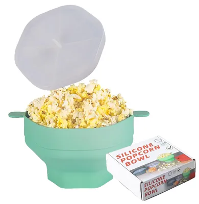 Silikon-Popcornschüssel für Mikrowelle, BPA-frei, grün, 20x20x5 cm