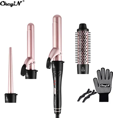 Produktbild von CkeyiN Lockenstab Set 4 in 1 Multifunktions Austauschbare Lockenwickler Kit Lockenstäbe