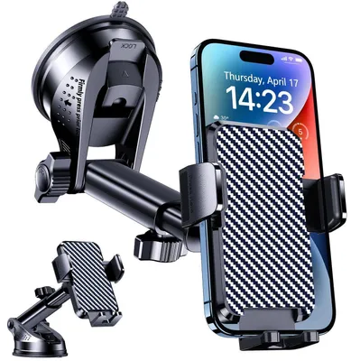 Image de Support de téléphone pour voiture, à ventouse, rotatif à 360°, pour smartphones de 4,0 à 7,1 pouces, couleur noire