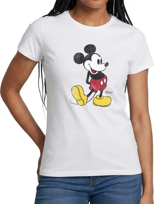 Produktbild von Mickey & Minnie Klassisch Frauen T-Shirt, S, Weiß