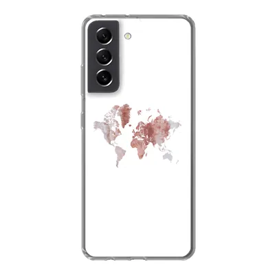 Produktbild von MuchoWow® Handyhülle Schutzhülle Hülle für Samsung Galaxy S21 FE Weltkarte - Rosa - Farbe Silikon Softcase Handy Hülle - Mobiltelefonhülle