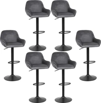 Produktbild von 6er Set Barhocker|-höhenverstellbar Hocker Barstuhl|Flanellhocker Grau