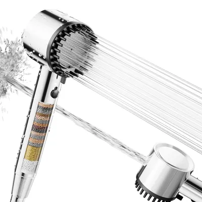 Produktbild von Handbrause mit 20-stufigem Filter, 5 Strahlarten, 1,5m Schlauch, Wassersparend, Chrom