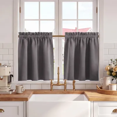 Verdunkelungsvorhang 2er-Set 90x45 cm grau mit Stabtasche