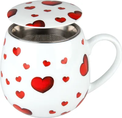 Produktbild von Könitz Little Hearts Becher mit Sieb und Deckel 420 ml