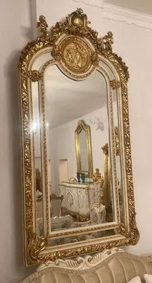 Produktbild von Casa Padrino Barock Spiegel Gold / Cremeweiß - Handgefertigter Barockstil Wandspiegel mit eleganten Verzierungen und dekorativen Engelsfiguren - Barock Möbel - Edel & Prunkvoll