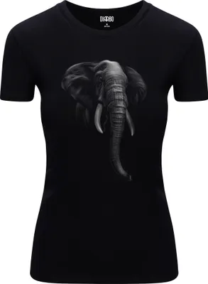 Produktbild von Diarbo Damen T-Shirt mit Aufdruck Wildtierporträts Elefant Schwarz Gr.S