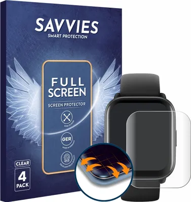 Produktbild von 4x Savvies Fullscreen Schutzfolie für Amazfit Active Displayschutz Folie Fullcover Klar Transparent