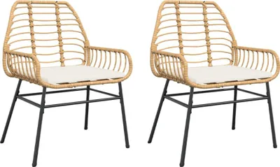 Produktbild von vidaXL Gartenstühle 2 Stk. mit Kissen Braun Poly Rattan