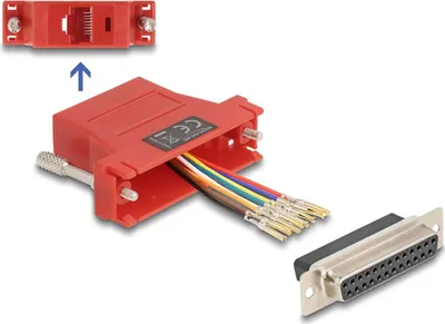 Image de DELOCK D-Sub 25 Pin Buchse zu RJ45 Buchse Montagesatz rot