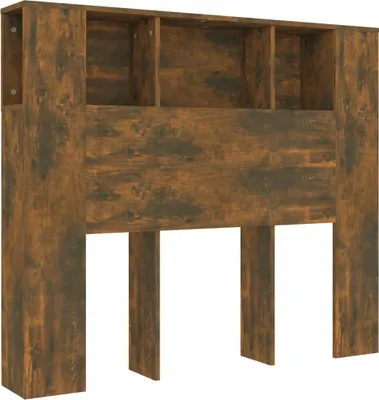 Image de vidaXL Tête de lit avec étagères chêne fumé 120x18,5x102,5 cm
