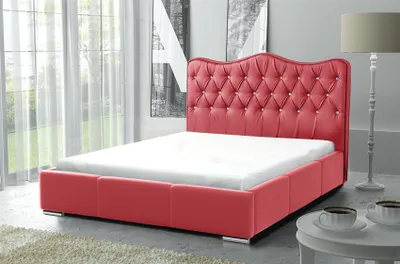 Produktbild von Polsterbett Schlafzimmerbett SULTAN Kunstleder Rot 160x200cm