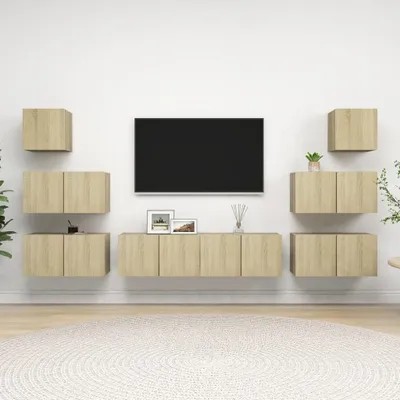 Produktbild von "2024"cloris 8-tlg. TV-Schrank-Set Sonoma-Eiche Holzwerkstoff - TV-Schränke CHY97052989