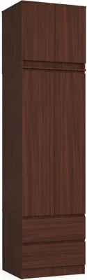 Produktbild von Kleiderschrank AKORD S60 mit Aufsatz Wenge 60 cm 2 Türen 2 Schubladen 3 Ebenen B60 x H234 x T51 cm