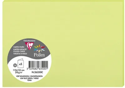 Produktbild von Clairefontaine 5 D-Karten Pollen 110x155 knospengrün
