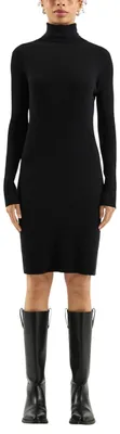 Produktbild von QS Damen 2174536 Strickkleid Mit Rollkragen, 9999_schwarz, M EU
