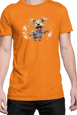 Produktbild von Herren T-Shirt Funny Dogs Breeds Yorkshire Terrier Dog Breed, Man XL / Orange
