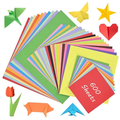 Origami-Papier-Set, 600 Blatt, 20 Farben, 20/15/10 cm