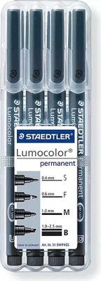 Produktbild von STAEDTLER Lumocolor Permanent-Marker 313S/318F/317M/314B 4er Etui schwarz