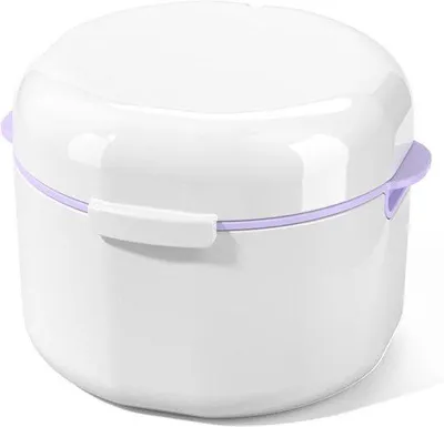 Image de Trousse de soins dentaires - Pochette pour prothèses dentaires - 9,6 × 8,8 × 7,7 cm - Blanche - Trousse de soins dentaires - Trousse de nettoyage