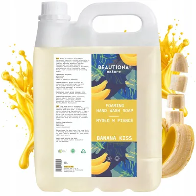 Produktbild von Beautiona Seife 5 l: Schaumseife mit Glycerin und Mandelöl, feuchtigkeitsspendend, für Hände und Körper, pH-neutral, 3 x wirksamer (5 l, Bananenduft)