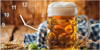 Produktbild von Wanduhr aus Glas mit Motiv Bierglas- 60 x 30 cm - inkl. Aufhängesystem