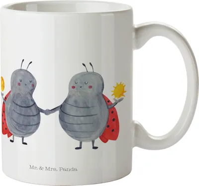 Produktbild von Mr. & Mrs. Panda Kaffeetasse Sternzeichen Zwilling - Weiß - Geschenk, Motivtasse, Tasse, Zwillinge, Marienkäfer, Glückskäfer, Trinkbecher, Zwillingsschwester, haferl