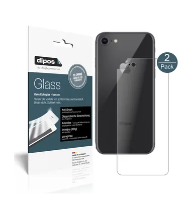 Produktbild von 2x Schutzfolie für Apple iPhone SE 2 Rückseite matt - Anti-Shock 9H Folie dipos Glass Kunststoffglas