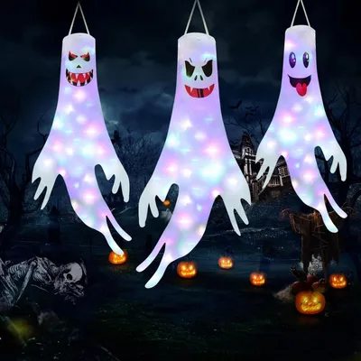 Productafbeelding van Halloween-geesten, 3 stuks, 120 cm, met LED-verlichting, voor buitendecoratie