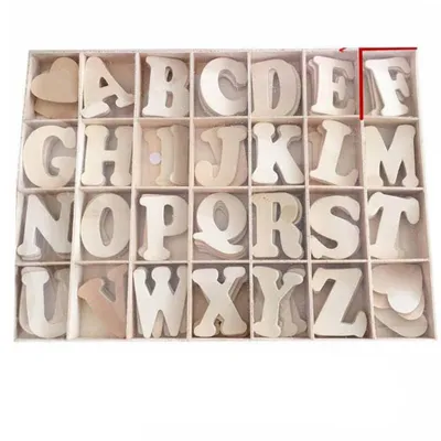 Image de Set de lettres en bois, lettres naturelles, 112 pièces, 24 x 17,5 cm