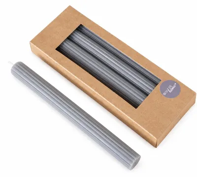 Immagine prodotto di Candele a bastoncino classiche grigie, set da 4 con scanalature, 25 cm