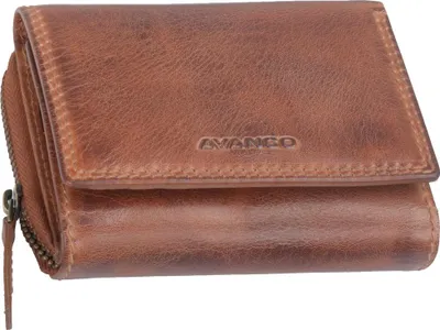 Produktbild von Damen-Geldbörse aus Echtleder, braun, 12,5x10cm, mit 8 Kartenfächern und Ausweissichtfenster
