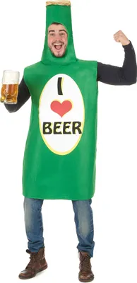 Produktbild von Bierflaschen-Kostüm I Love Beer grün-bunt