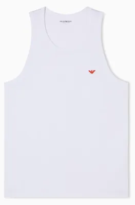 Immagine prodotto di EMPORIO ARMANI, canottiera da uomo, colore bianco, con logo lucido. Taglia L
