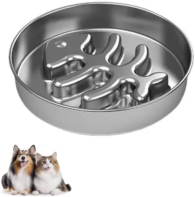 Produktbild von Edelstahl Slow Feeder Napf für Hunde und Katzen mit Antirutschboden Spülmaschinenfest 304 Edelstahl