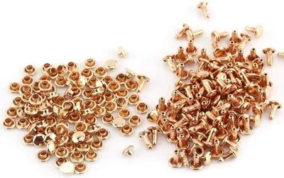 Immagine prodotto di 100 set di borchie in pelle, borchie a doppio cappuccio color oro, per il fai da te e l'artigianato in pelle