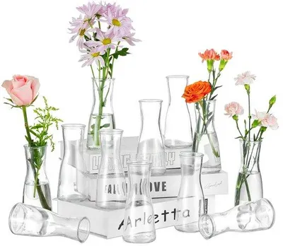 Image de Petits vases à fleurs en verre pour la décoration de table de mariage