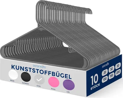 Produktbild von SereneLife Platzstparende Kleiderbügel Kunststoff 10 Stück, Gardarobenbügel rutschfest für Kleideraufbewahrung & Organisation