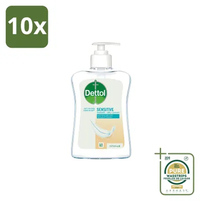 Obrázek produktu pro 10 kusů tekutého mýdla Dettol pro citlivou pokožku – jemné a pečující – 250 ml – balení