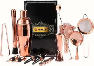 Produktbild von Famanu Cocktailset 17-teilig mit Cocktailshaker und Baraccessoires - Roségold