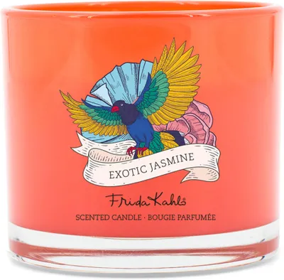 Produktbild von Frida Kahlo Duftkerze, "Exotic Jasmine" Aromakerze, HxBxT: 8x9x9 cm, Glas, Naturwachs, handgefertigt, 180g, bunt