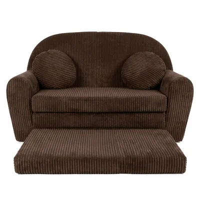 Produktbild von Kindersofa groß Cord in Schokobraun mit Verlängerung, bequem & klappbar