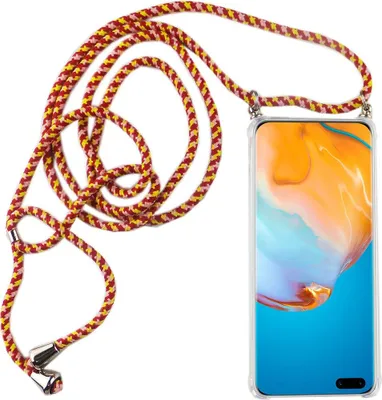 Produktbild von Huawei Case Handykette Hülle Umhänge Tasche Slim Cover Case Handyhülle Kordel Band Case, Für Handy:Huawei P40, Band wählen:Rot Bunt