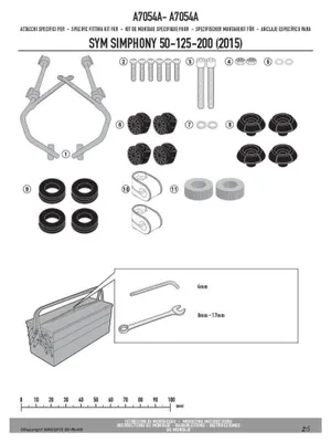 Immagine prodotto di Kit attacchi parabrezza per 7054A per SYM Symphony ST 50-125-200