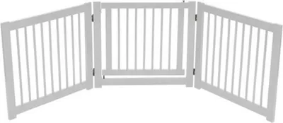 Image de Barrière pour chien COSTWAY PW10013WH avec portillon, barrière de protection pliante en bois, 61 cm de haut, blanc - A